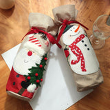 Maxbell Christmas Bottle Cover Drawstring Pouch Burlap Sack for Wedding Xmas Picnics Santa Claus