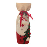 Maxbell Christmas Bottle Cover Drawstring Pouch Burlap Sack for Wedding Xmas Picnics Santa Claus