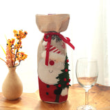Maxbell Christmas Bottle Cover Drawstring Pouch Burlap Sack for Wedding Xmas Picnics Santa Claus