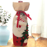 Maxbell Christmas Bottle Cover Drawstring Pouch Burlap Sack for Wedding Xmas Picnics Santa Claus