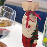 Maxbell Christmas Bottle Cover Drawstring Pouch Burlap Sack for Wedding Xmas Picnics Santa Claus