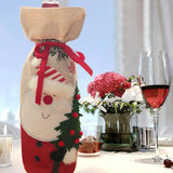 Maxbell Christmas Bottle Cover Drawstring Pouch Burlap Sack for Wedding Xmas Picnics Santa Claus