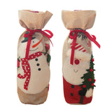 Maxbell Christmas Bottle Cover Drawstring Pouch Burlap Sack for Wedding Xmas Picnics Santa Claus