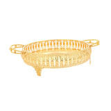 Maxbell Snack Storage Holder Dish Round Dessert Platter W/ Handle Decorative