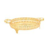 Maxbell Snack Storage Holder Dish Round Dessert Platter W/ Handle Decorative