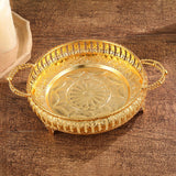 Maxbell Snack Storage Holder Dish Round Dessert Platter W/ Handle Decorative