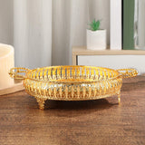 Maxbell Snack Storage Holder Dish Round Dessert Platter W/ Handle Decorative