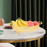 Maxbell Snack Storage Holder Dish Round Dessert Platter W/ Handle Decorative