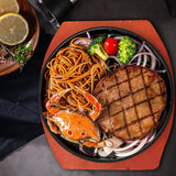 Maxbell Cast Iron Steak Plate Sizzling for Household Restaurant Serving Kitchen 23cm