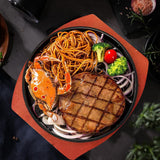 Maxbell Cast Iron Steak Plate Sizzling for Household Restaurant Serving Kitchen 23cm