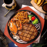 Maxbell Cast Iron Steak Plate Sizzling for Household Restaurant Serving Kitchen 23cm