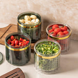 Maxbell Vegetable Storage Box with Drain Basket for Fruits Chopped Green Onion Clear