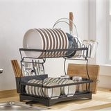 Maxbell 2 Tiers Dish Drying Rack with Drain Tray for Kitchen Dining Room Restaurant