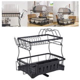 Maxbell 2 Tiers Dish Drying Rack with Drain Tray for Kitchen Dining Room Restaurant