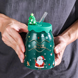 Maxbell 400ml Coffee Milk Tea Cups Decorative for Holiday Green