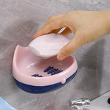 Maxbell Soap Holder Punch Free with Drainage Tray for Countertop kitchen Pink