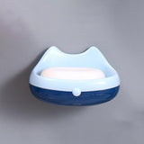 Maxbell Soap Holder Punch Free with Drainage Tray for Countertop kitchen Blue