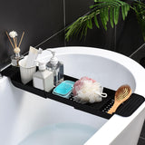 Maxbell Expandable Bathtub Caddy Tray Bathroom Tray for Shower Kitchen Bathroom Black