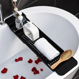 Maxbell Expandable Bathtub Caddy Tray Bathroom Tray for Shower Kitchen Bathroom Black