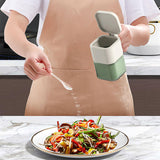 Maxbell Seasoning Box Set with Cover and Spoon Condiment Jars for Spice Sugar Salt 2 Grids