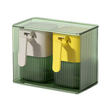 Maxbell Seasoning Box Set with Cover and Spoon Condiment Jars for Spice Sugar Salt 2 Grids