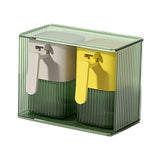 Maxbell Seasoning Box Set with Cover and Spoon Condiment Jars for Spice Sugar Salt 2 Grids