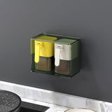 Maxbell Seasoning Box Set with Cover and Spoon Condiment Jars for Spice Sugar Salt 2 Grids