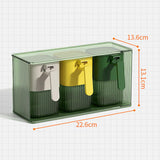 Maxbell Seasoning Box Set with Cover and Spoon Condiment Jars for Spice Sugar Salt 3 Grids