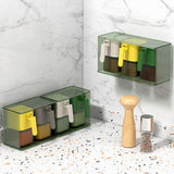 Maxbell Seasoning Box Set with Cover and Spoon Condiment Jars for Spice Sugar Salt 3 Grids