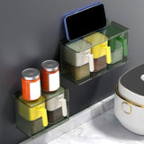 Maxbell Seasoning Box Set with Cover and Spoon Condiment Jars for Spice Sugar Salt 3 Grids