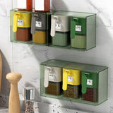 Maxbell Seasoning Box Set with Cover and Spoon Condiment Jars for Spice Sugar Salt 3 Grids