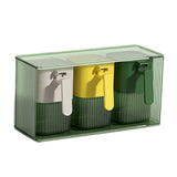 Maxbell Seasoning Box Set with Cover and Spoon Condiment Jars for Spice Sugar Salt 3 Grids