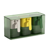 Maxbell Seasoning Box Set with Cover and Spoon Condiment Jars for Spice Sugar Salt 3 Grids