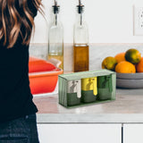 Maxbell Seasoning Box Set with Cover and Spoon Condiment Jars for Spice Sugar Salt 3 Grids