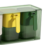 Maxbell Seasoning Box Set with Cover and Spoon Condiment Jars for Spice Sugar Salt 3 Grids