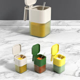 Maxbell Seasoning Box Set with Cover and Spoon Condiment Jars for Spice Sugar Salt 4 Grids