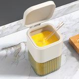 Maxbell Seasoning Box Set with Cover and Spoon Condiment Jars for Spice Sugar Salt 4 Grids