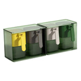 Maxbell Seasoning Box Set with Cover and Spoon Condiment Jars for Spice Sugar Salt 4 Grids