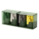 Maxbell Seasoning Box Set with Cover and Spoon Condiment Jars for Spice Sugar Salt 4 Grids