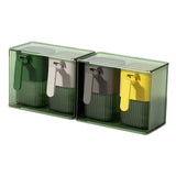 Maxbell Seasoning Box Set with Cover and Spoon Condiment Jars for Spice Sugar Salt 4 Grids