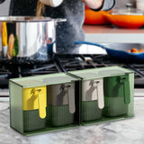 Maxbell Seasoning Box Set with Cover and Spoon Condiment Jars for Spice Sugar Salt 4 Grids