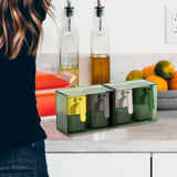 Maxbell Seasoning Box Set with Cover and Spoon Condiment Jars for Spice Sugar Salt 4 Grids