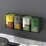 Maxbell Seasoning Box Set with Cover and Spoon Condiment Jars for Spice Sugar Salt 4 Grids