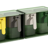 Maxbell Seasoning Box Set with Cover and Spoon Condiment Jars for Spice Sugar Salt 4 Grids