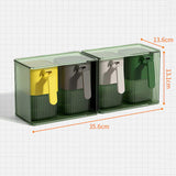 Maxbell Seasoning Box Set with Cover and Spoon Condiment Jars for Spice Sugar Salt 4 Grids