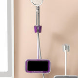 Maxbell Hair Dryer Holder Blow Dryer Rack with Phone Holder for Bedroom Hotel Shower Amaranth