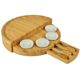 Maxbell Bamboo Cheese Board Drawer Platter Utensils for Christmas Meat Kitchen Tools
