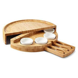 Maxbell Bamboo Cheese Board Drawer Platter Utensils for Christmas Meat Kitchen Tools
