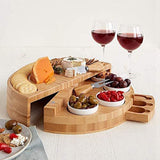 Maxbell Bamboo Cheese Board Drawer Platter Utensils for Christmas Meat Kitchen Tools