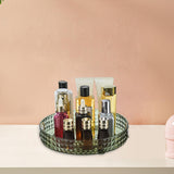 Maxbell Desktop Perfume Tray Rack Decorative Serving Tray Spice Rack for Decor 1 Tier Green
